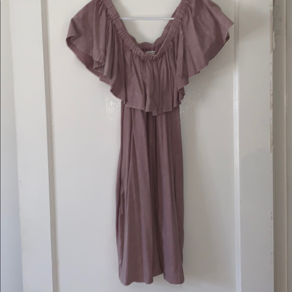 Off the shoulder light purple sundress with pocket